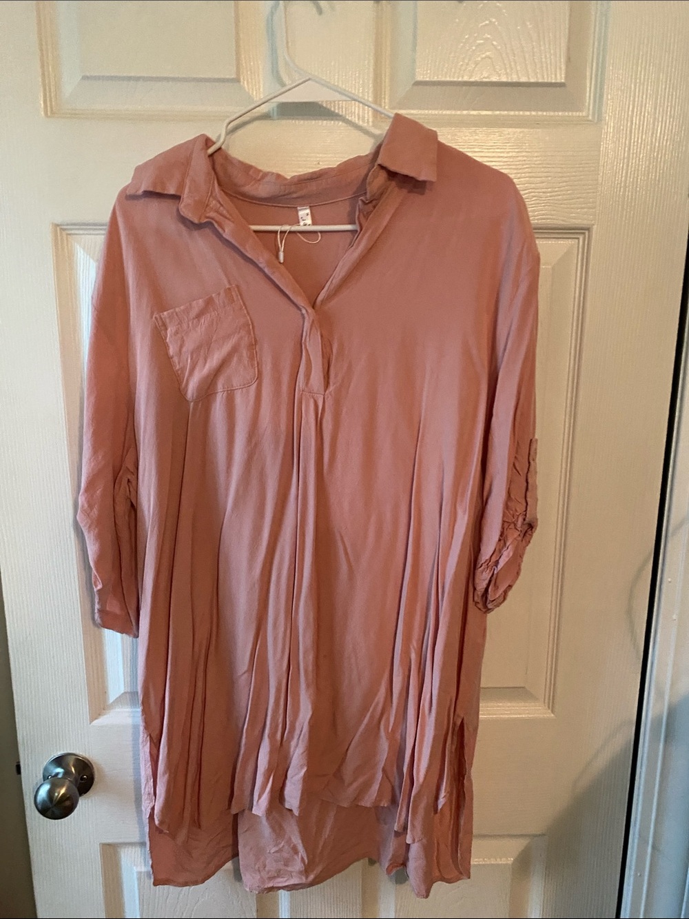 Women's Dusty Rose Button-Front Tunic Blouse